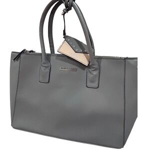STELLA & MAX Gray Faux Leather Tote Bag Studded Charm